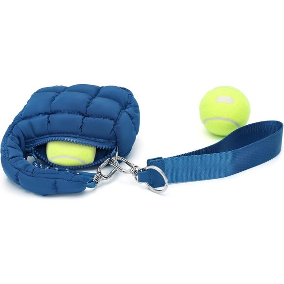 Women's Blue Mini Quilted Wristlet Pouch Cute Charm Gift Puffer Evening Handbag - Picture 3 of 7